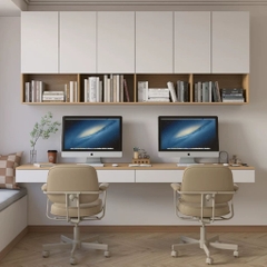 Bàn Làm Việc Treo Tường Đôi Kết Hợp Kệ Sách Hiện Đại 240x45x240cm Yapi-429