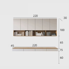 Bàn Làm Việc Treo Tường Đôi Kết Hợp Kệ Sách Hiện Đại 240x45x240cm Yapi-429