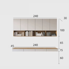 Bàn Làm Việc Treo Tường Đôi Kết Hợp Kệ Sách Hiện Đại 240x45x240cm Yapi-429