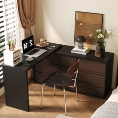 Bàn Trang Điểm Chữ L Kèm Tủ Ngăn Kéo Gỗ 160x40x75cm Yapi-813