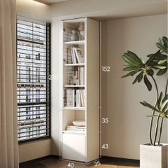 Kệ Sách Cánh Kính Viền Khung Nhôm Thiết Kế Hiện Đại 80x35x230cm Yapi-677