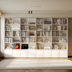 Kệ Sách Cánh Kính Viền Khung Nhôm Thiết Kế Hiện Đại 80x35x230cm Yapi-677