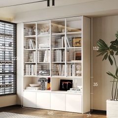 Kệ Sách Cánh Kính Viền Khung Nhôm Thiết Kế Hiện Đại 80x35x230cm Yapi-677