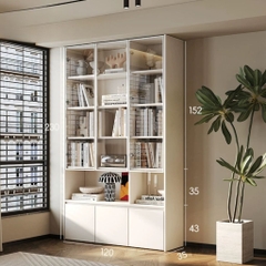 Kệ Sách Cánh Kính Viền Khung Nhôm Thiết Kế Hiện Đại 80x35x230cm Yapi-677