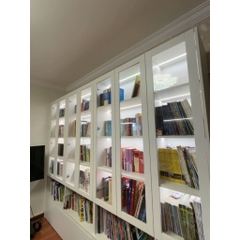 Kệ Sách Cánh Kính Khung Gỗ Thiết Kế Hiện Đại 160x35x230cm Yapi-676
