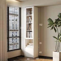 Kệ Sách Cánh Kính Khung Gỗ Thiết Kế Hiện Đại 160x35x230cm Yapi-676