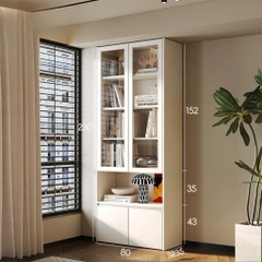 Kệ Sách Cánh Kính Khung Gỗ Thiết Kế Hiện Đại 160x35x230cm Yapi-676