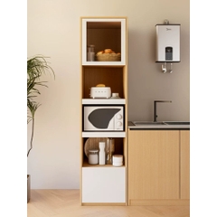 Kệ Tủ Bếp Đa Năng Cánh Kính Để Lò Vi Sóng Hiện Đại 70x40x200cm Yapi-132