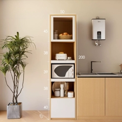 Kệ Tủ Bếp Đa Năng Cánh Kính Để Lò Vi Sóng Hiện Đại 70x40x200cm Yapi-132