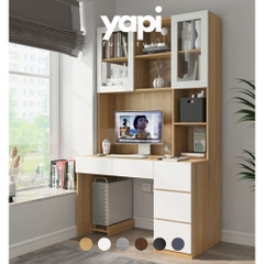 Bàn Làm Việc Ngăn Kéo Kèm Kệ Sách Cánh Kính 160x60x200cm Yapi-430