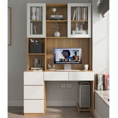 Bàn Làm Việc Ngăn Kéo Kèm Kệ Sách Cánh Kính 160x60x200cm Yapi-430