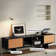 Kệ Tivi 2 Cánh Mở Kem Kệ Ô Vuông Hiện Đại 180x40x53cm Yapi-928