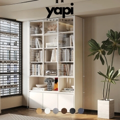 Kệ Sách Cánh Kính Viền Khung Nhôm Thiết Kế Hiện Đại 80x35x230cm Yapi-677