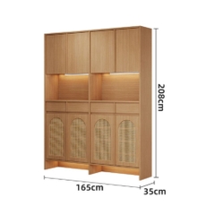 Tủ Giày Cánh Mây Kèm Ngăn Kéo Có Đèn Led Sang Trọng 160x35x200cm Yapi-342
