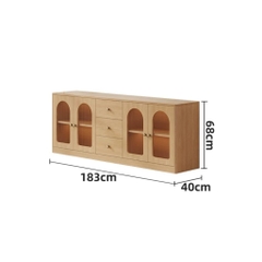 Tủ Để Đồ Cánh Kính Sóng Hiện Đại Trang Trí Phòng Khách 183x40x68cm Yapi-183