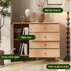 Tủ Trang Trí Cánh Mây 4 Tầng Ngăn Kéo Hiện Đại 140x40x98cm Yapi-181