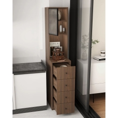 Tủ Lưu Trữ Đa Năng 4 Ngăn Kéo Kèm Kệ Cánh Kính Sóng 40x50x180cm Yapi-178