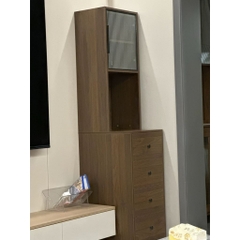 Tủ Lưu Trữ Đa Năng 4 Ngăn Kéo Kèm Kệ Cánh Kính Sóng 40x50x180cm Yapi-178