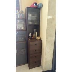 Tủ Lưu Trữ Đa Năng 4 Ngăn Kéo Kèm Kệ Cánh Kính Sóng 40x50x180cm Yapi-178