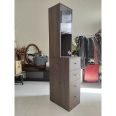 Tủ Lưu Trữ Đa Năng 4 Ngăn Kéo Kèm Kệ Cánh Kính Sóng 40x50x180cm Yapi-178