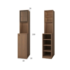 Tủ Lưu Trữ Đa Năng 4 Ngăn Kéo Kèm Kệ Cánh Kính Sóng 40x50x180cm Yapi-178