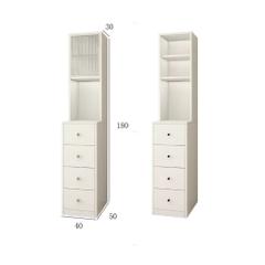 Tủ Lưu Trữ Đa Năng 4 Ngăn Kéo Kèm Kệ Cánh Kính Sóng 40x50x180cm Yapi-178