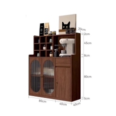 Kodogo TB008, Tủ Bếp Đa Năng Cánh Kính Sóng Đựng Chén Đĩa 120x40x140cm