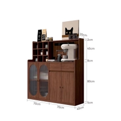 Kodogo TB008, Tủ Bếp Đa Năng Cánh Kính Sóng Đựng Chén Đĩa 120x40x140cm