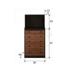 Kodogo 173, Tủ Ngăn Kéo Đựng Đồ Phòng Khách 5 Tầng Nhỏ Gọn 80x40x130cm
