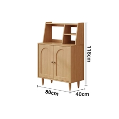Tủ Bếp Để Đồ Cánh Kính Sóng Chân Gỗ Cao Hiện Đại 120x40x118cm Yapi-TB009