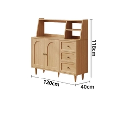 Tủ Bếp Để Đồ Cánh Kính Sóng Chân Gỗ Cao Hiện Đại 120x40x118cm Yapi-TB009