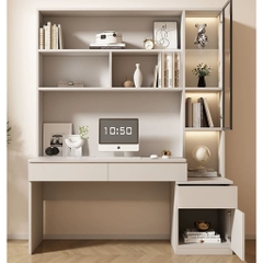 Bàn Học, Làm Việc Kèm Kệ Sách Cánh Kính Hiện Đại 140x60x205cm Yapi-431