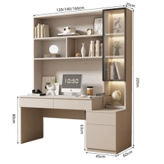 Bàn Học, Làm Việc Kèm Kệ Sách Cánh Kính Hiện Đại 140x60x205cm Yapi-431