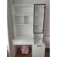 Bàn Học, Làm Việc Kèm Kệ Sách Cánh Kính Hiện Đại 140x60x205cm Yapi-431