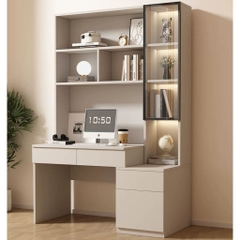 Bàn Học, Làm Việc Kèm Kệ Sách Cánh Kính Hiện Đại 140x60x205cm Yapi-431