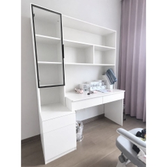 Bàn Học, Làm Việc Kèm Kệ Sách Cánh Kính Hiện Đại 140x60x205cm Yapi-431