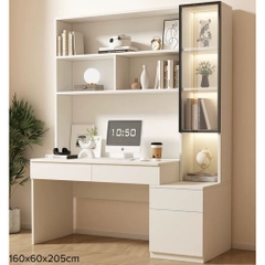 Bàn Học, Làm Việc Kèm Kệ Sách Cánh Kính Hiện Đại 140x60x205cm Yapi-431