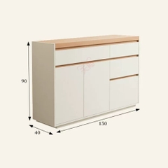 Tủ Để Đồ Đa Năng Kèm Ngăn Kéo Phối Màu Vân Gỗ Hiện Đại 150x40x90cm Yapi-179