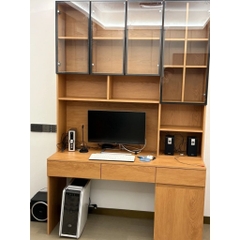 Bàn Học Và Làm Việc Kèm Kệ Sách Cánh Kính Hiện Đại 240x60x240cm Yapi-435