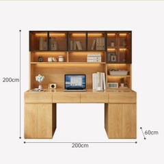 Bàn Học Và Làm Việc Kèm Kệ Sách Cánh Kính Hiện Đại 240x60x240cm Yapi-435