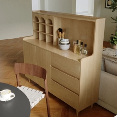 Kodogo 180, Tủ Trang Trí Kèm Ô Vuông Decor Đa Năng Cho Phòng Khách 140x40x135cm