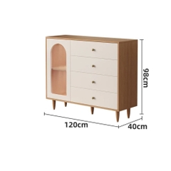 Kodogo 184, Tủ Trang Trí Kèm Ngăn Kéo Cánh Kính Vòm Sọc Hiện Đại 140x40x98cm