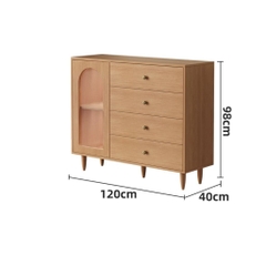 Kodogo 184, Tủ Trang Trí Kèm Ngăn Kéo Cánh Kính Vòm Sọc Hiện Đại 140x40x98cm