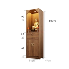 Tủ Thờ Đứng Tích Hợp Đèn LED, Ngăn Kéo Và Tủ Lưu Trữ 80x48x198cm Yapi-1220