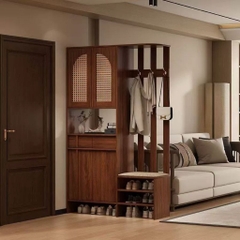 Tủ Giày Cánh Mây Kèm Vách Ngăn Và Ghế Ngồi Cho Phòng Khách 120x40x200cm Yapi-343