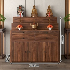 Tủ Thờ Tam Cấp Bo Cong Góc Hiện Đại Có Ngăn Kéo 118x60x126cm Yapi-1225