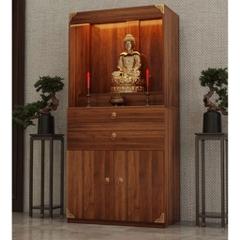 Tủ Thờ Dáng Cao Nhiều Ngăn Kéo Kèm Đèn LED 80x40x166cm Yapi-1227