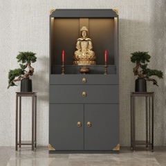 Tủ Thờ Dáng Cao Nhiều Ngăn Kéo Kèm Đèn LED 80x40x166cm Yapi-1227