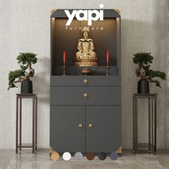 Tủ Thờ Dáng Cao Nhiều Ngăn Kéo Kèm Đèn LED 80x40x166cm Yapi-1227