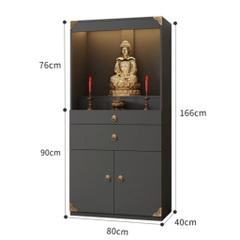 Tủ Thờ Dáng Cao Nhiều Ngăn Kéo Kèm Đèn LED 80x40x166cm Yapi-1227